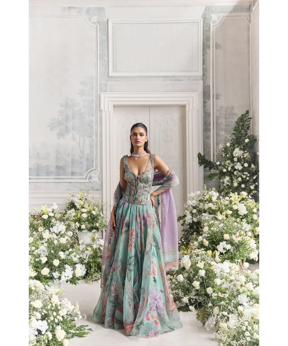 HAND EMBROIDERED CORSET ANARKALI - SAMIRA