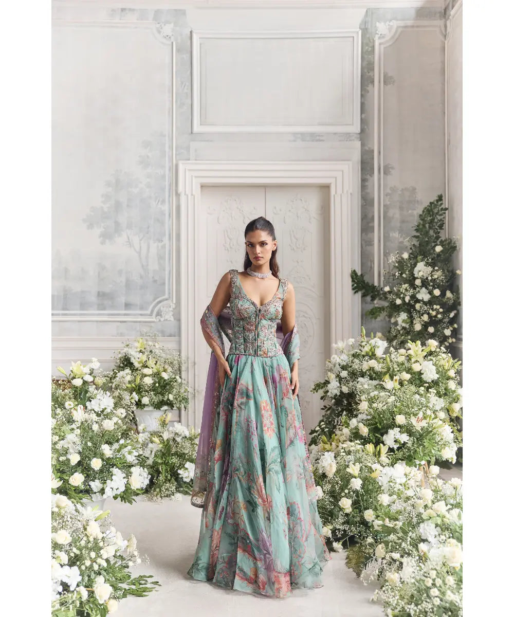 HAND EMBROIDERED CORSET ANARKALI - SAMIRA