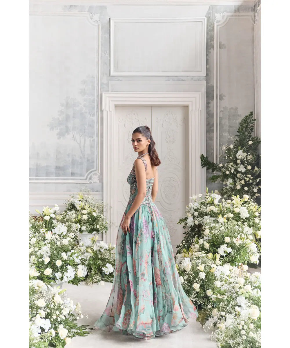 HAND EMBROIDERED CORSET ANARKALI - SAMIRA