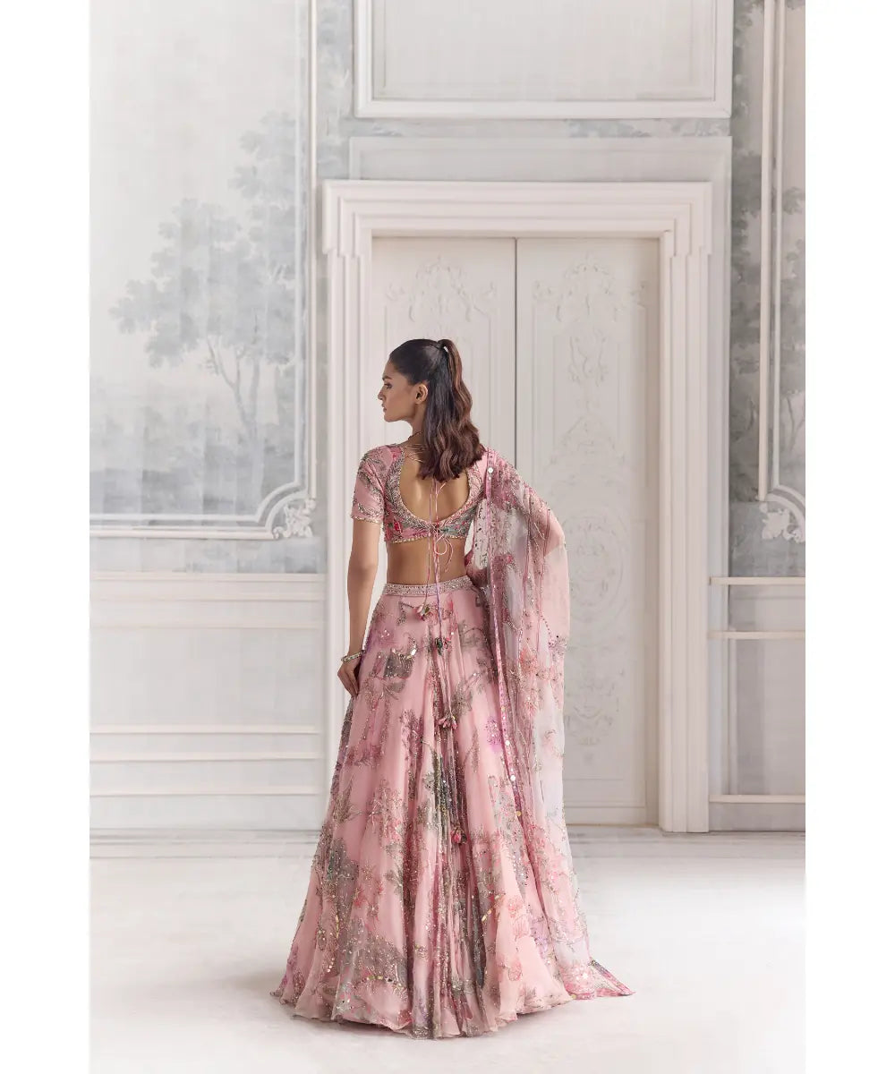 HEAVY HAND EMBROIDERED LEHENGA PAIRED WITH EMBROIDERED BLOUSE AND DUPATTA - SARA