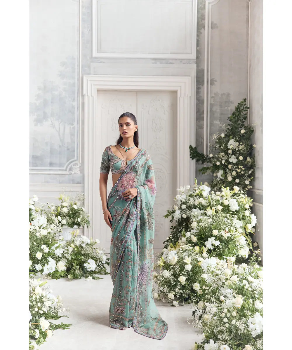 HAND EMBROIDERED BLOUSE  PAIRED WITH SAREE -UZMA