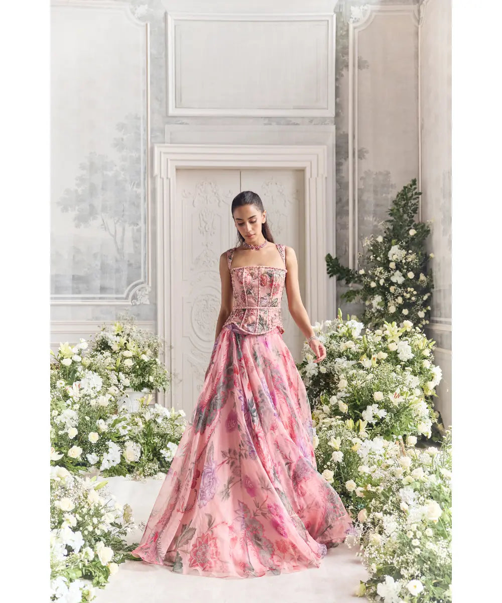 EMBROIDERED CORSET FEATURING DETACHABLE  STRAPS PAIREDE -ZAYNA