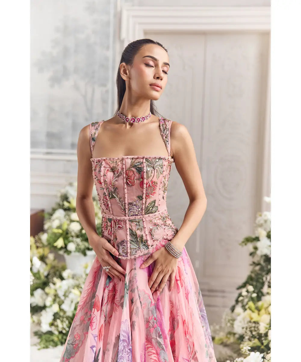 EMBROIDERED CORSET FEATURING DETACHABLE  STRAPS PAIREDE -ZAYNA