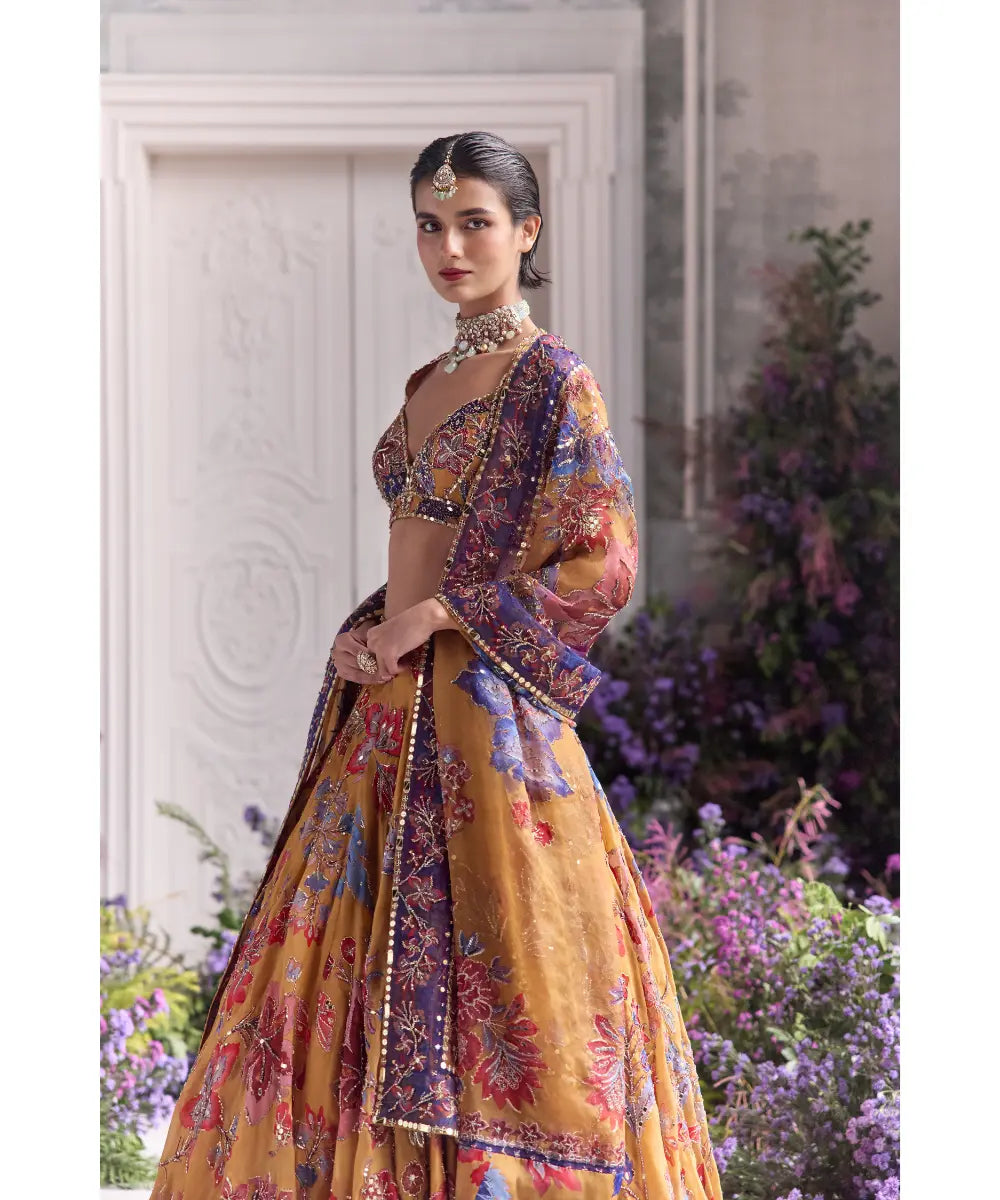 Hand Embroidered Choli Cut Blouse and Lehenga dupatta - Zena