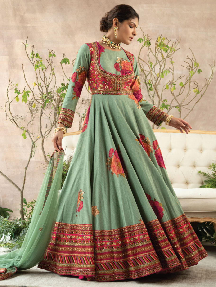 Kalista – Mint Green Inayat Anarkali Set – Nikaza Asian Couture