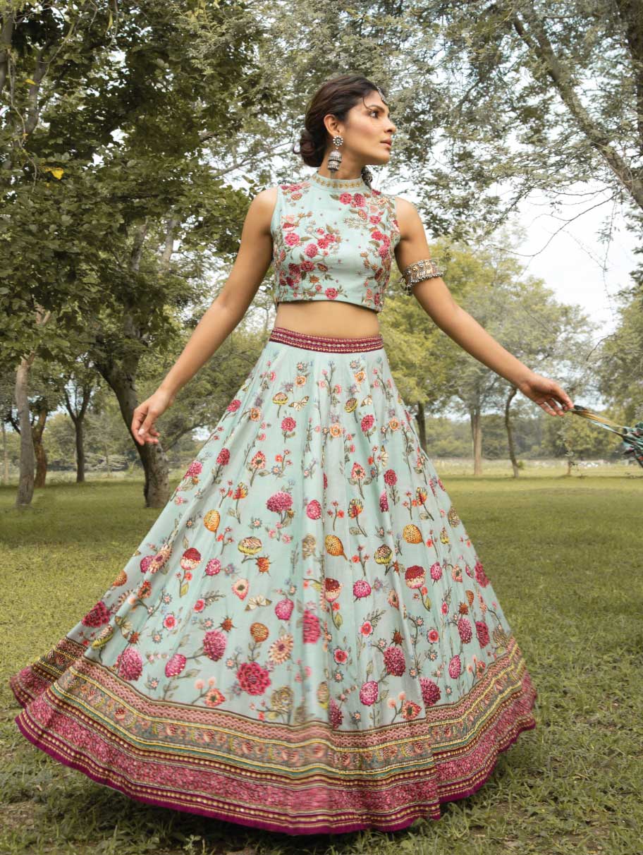 Kalista – Sky Blue Noor Lehenga Set – Nikaza Asian Couture