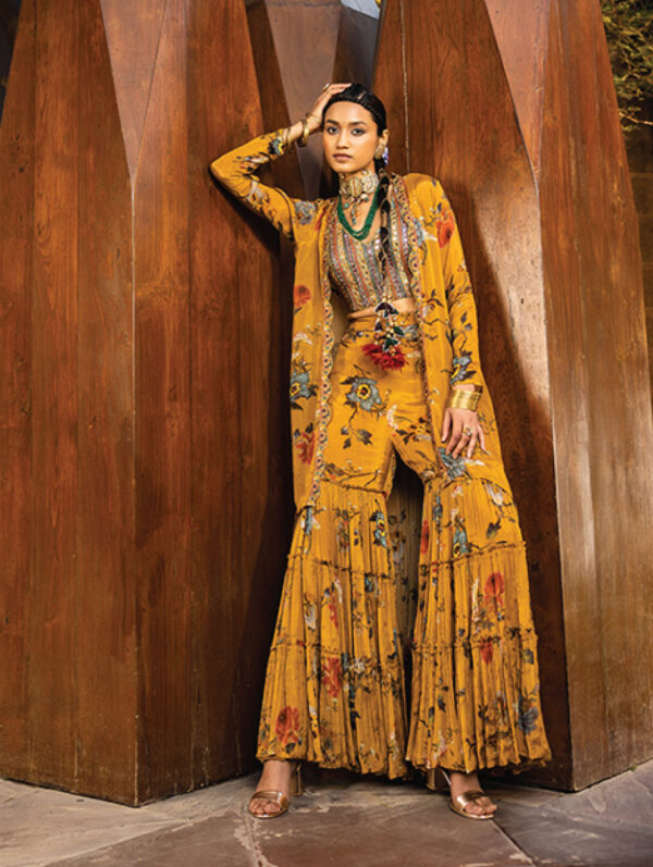 Kalista – Vintage design embroidered gharara & cape jacket – Nikaza ...