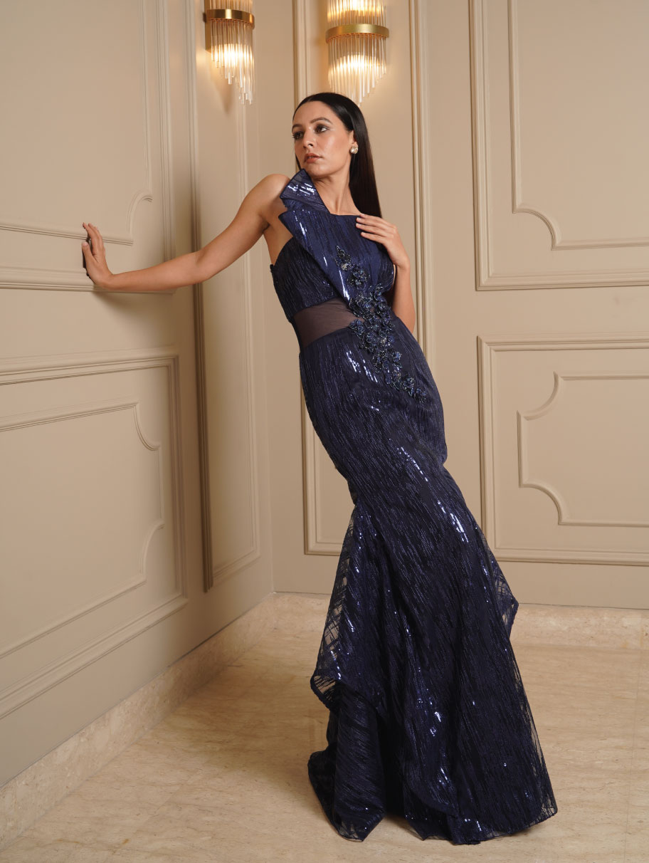 Kamali Couture – One-side Shoulder fish cut gown with trail – Nikaza ...