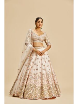Rosewood Tiered Lehenga With Pre Draped Dupatta And Bralette Blouse – Amit  GT Couture